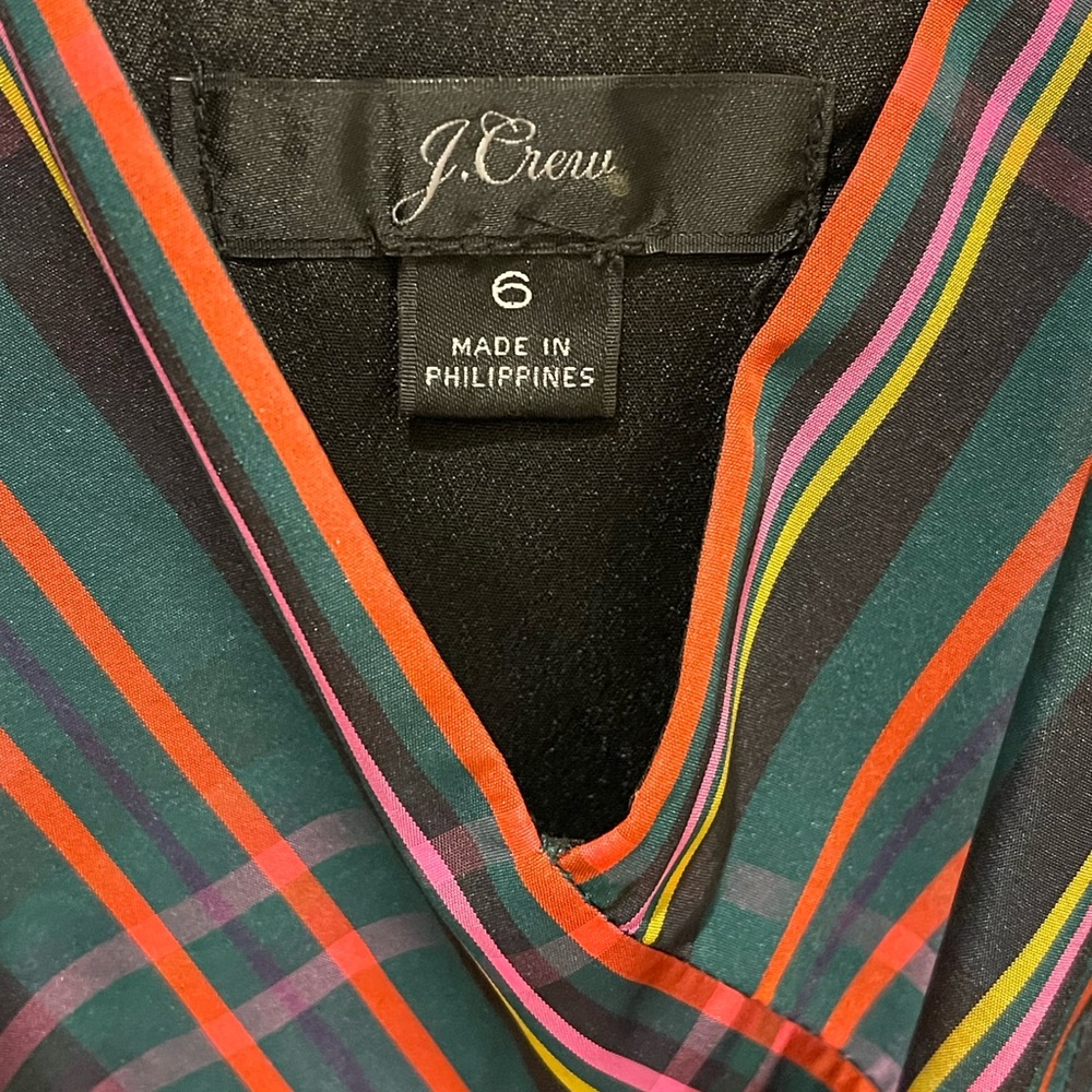 J. Crew taffeta tartan plaid holiday dress.
